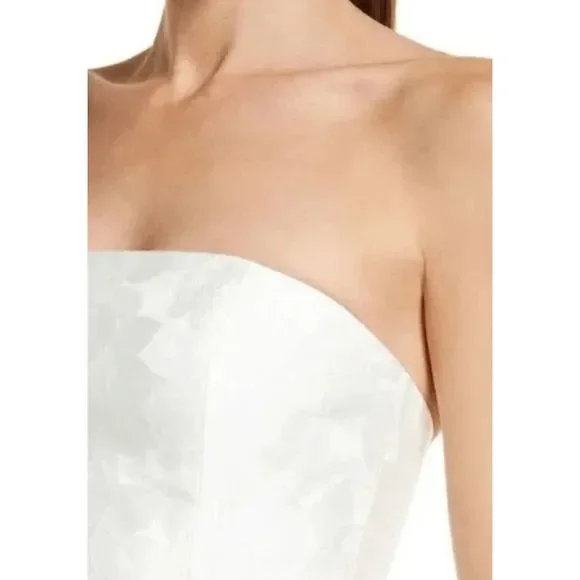 NWT Amsale Strapless Rose fil-coupe White Pencil Dress BRIDAL - 4, 6, 8, 10, 12 - Picture 8 of 10